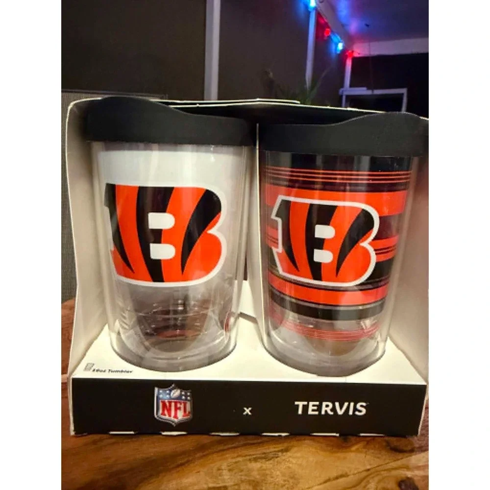 Tervis Tumbler set (4) 16oz Cincinnati Bengals NFL New with lids Who Dey!